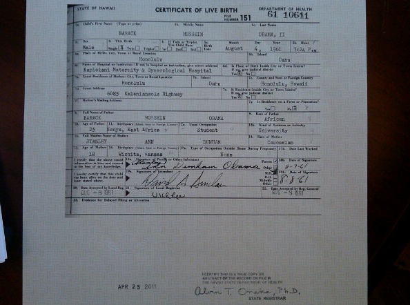 Guthrie Photo of Obama original Certificate of Live Birth