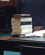 Photo of a stack of Copies of the Law of Nations from Press photo